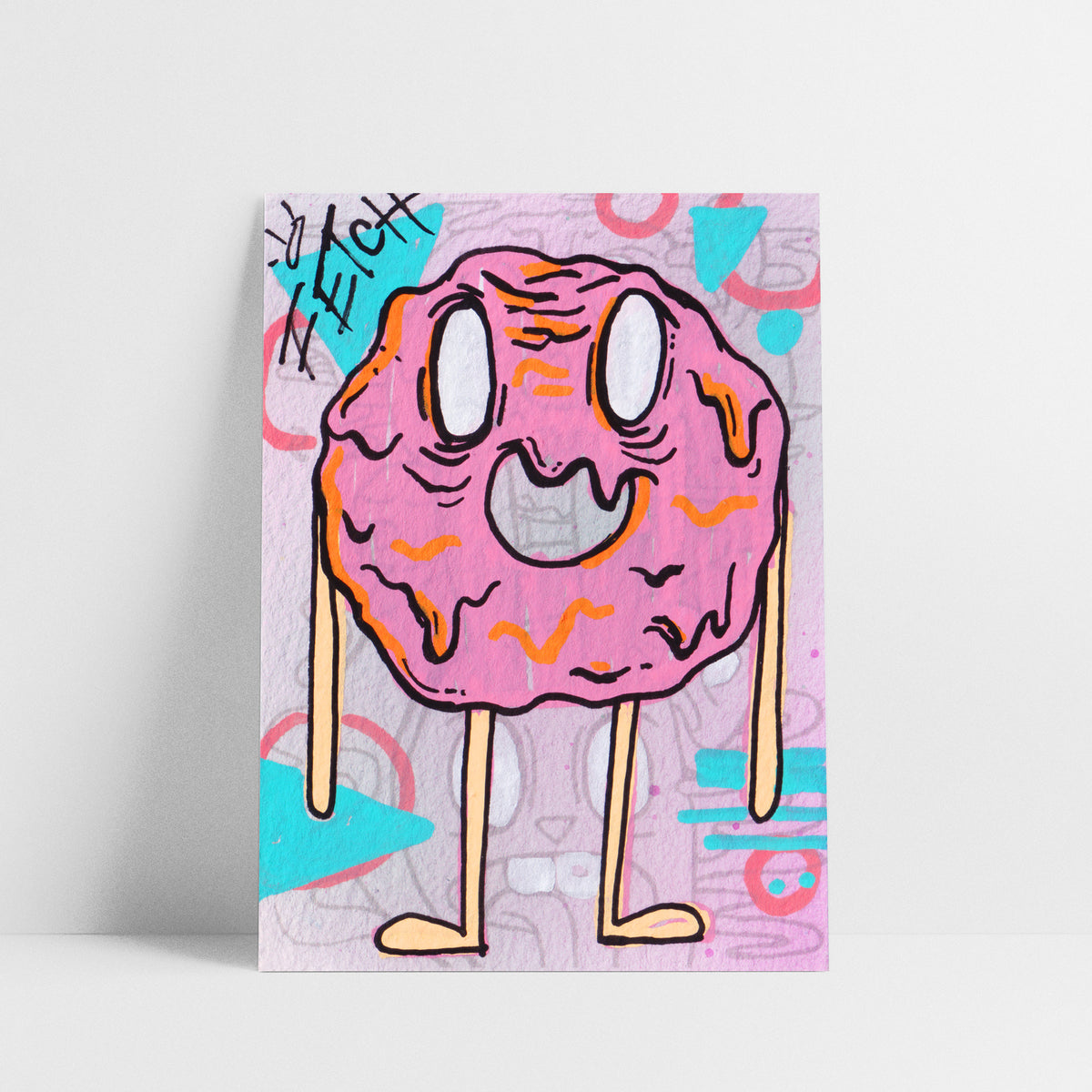 Hand Painted Card - Zombie Donut